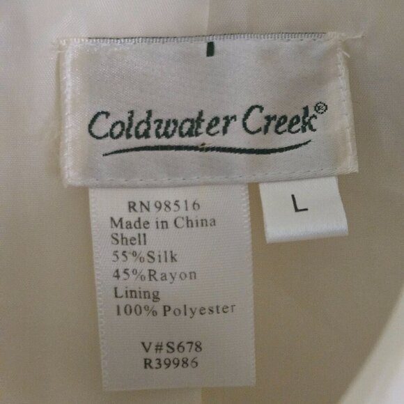 Coldwater Creek Flocked Beaded Vintage Unique Lined Silk Blend Jacket Size L - Picture 5 of 6